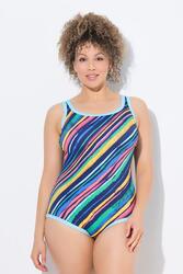 Femme Maillot de bain sans bonnets souples. Rayures en biais