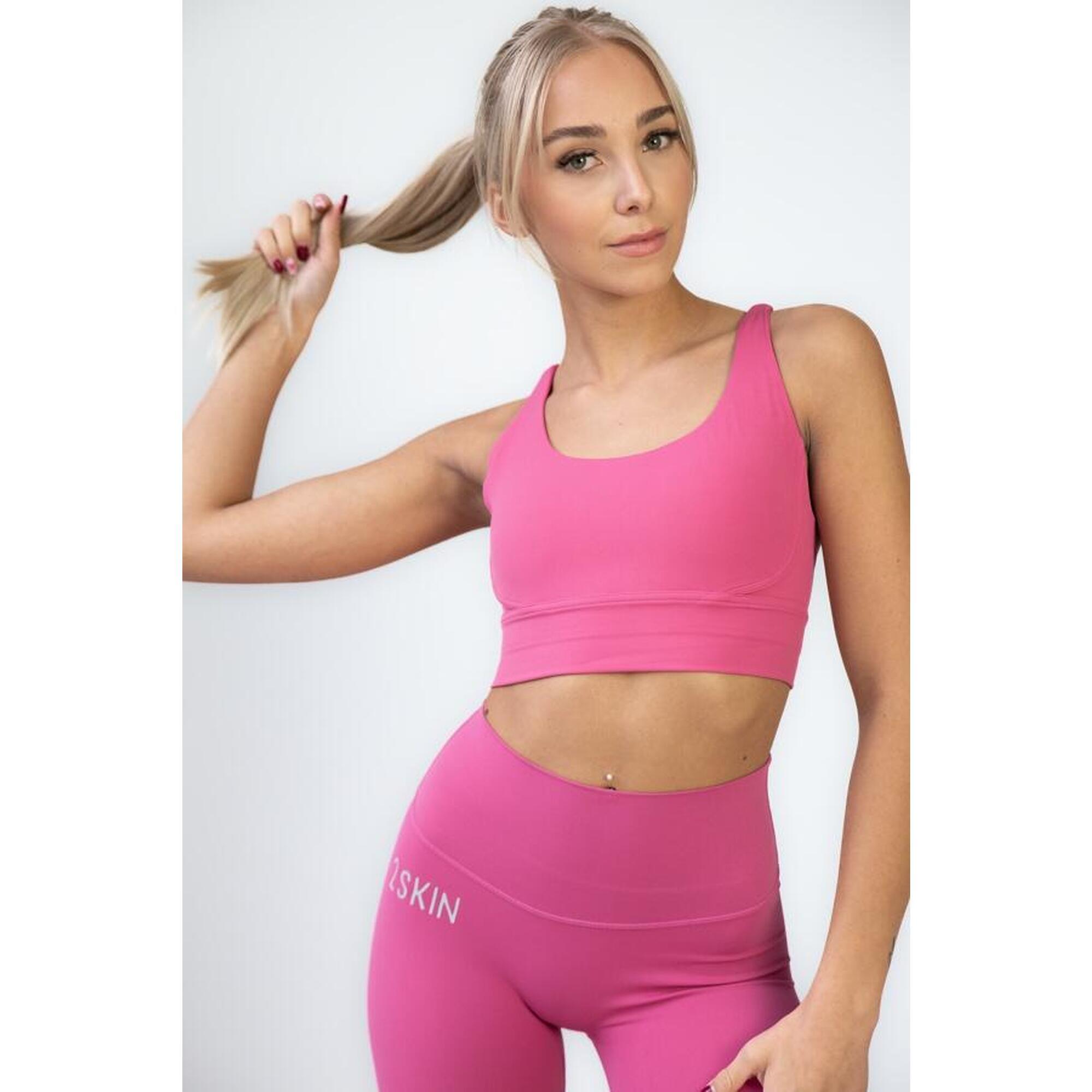 Stanik sportowy na jogę damski Balance pink