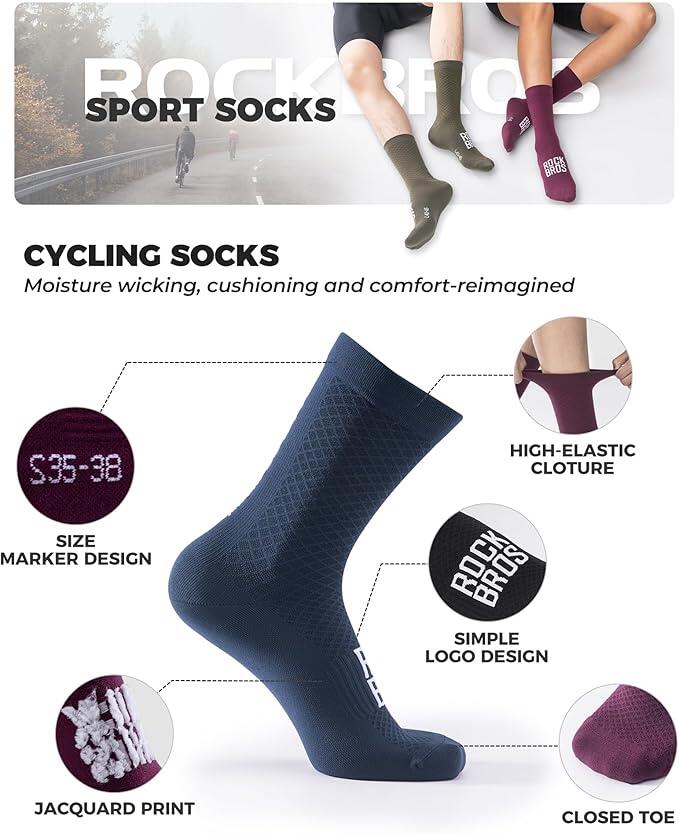 ROCKBROS Road to Sky Chaussettes Vélo Respirantes Longues Unisexes M Bleu 3/6