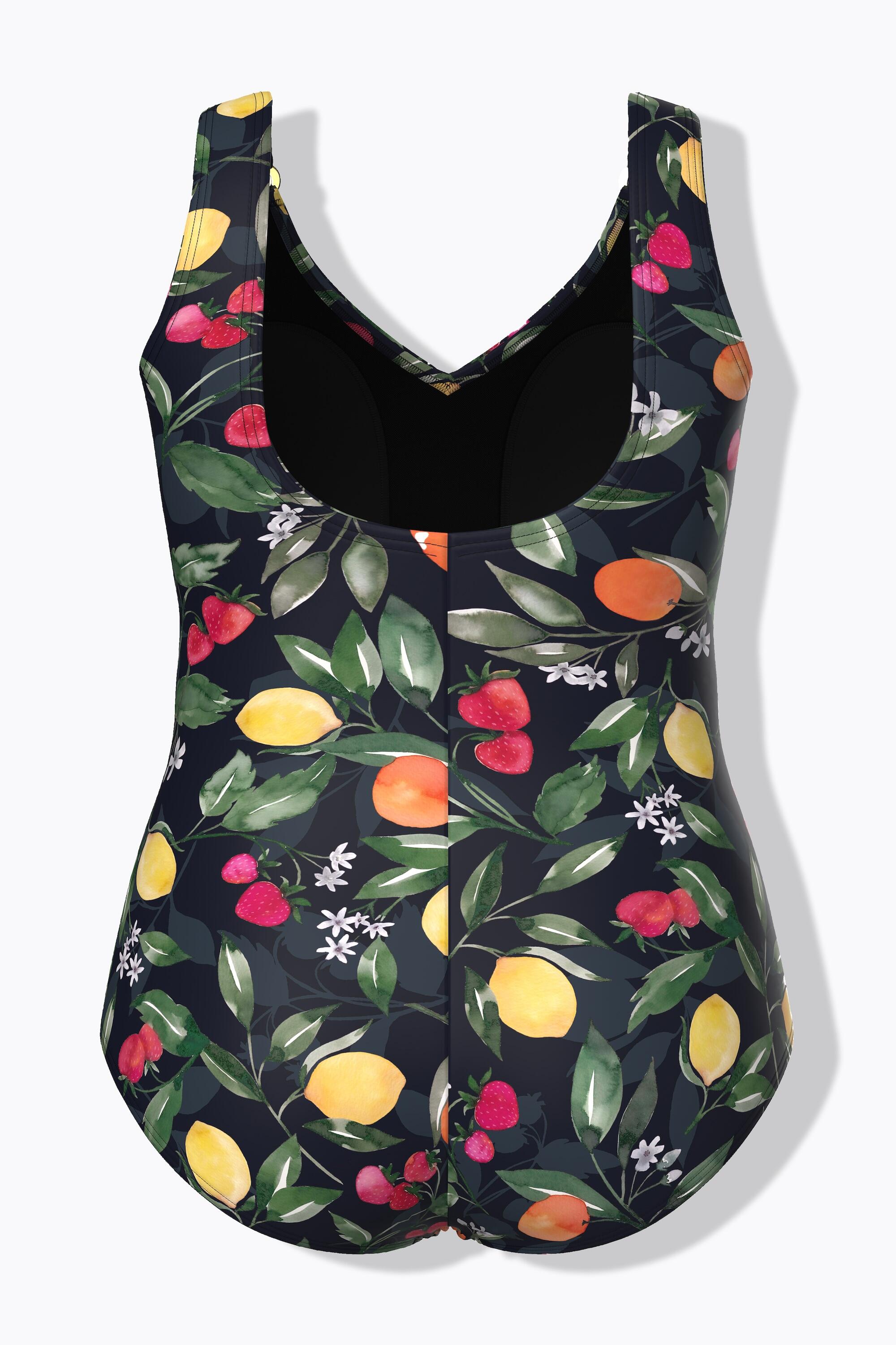 Femme Maillot de bain motif fruits fronces bonnets souples matière recyclée 7/7