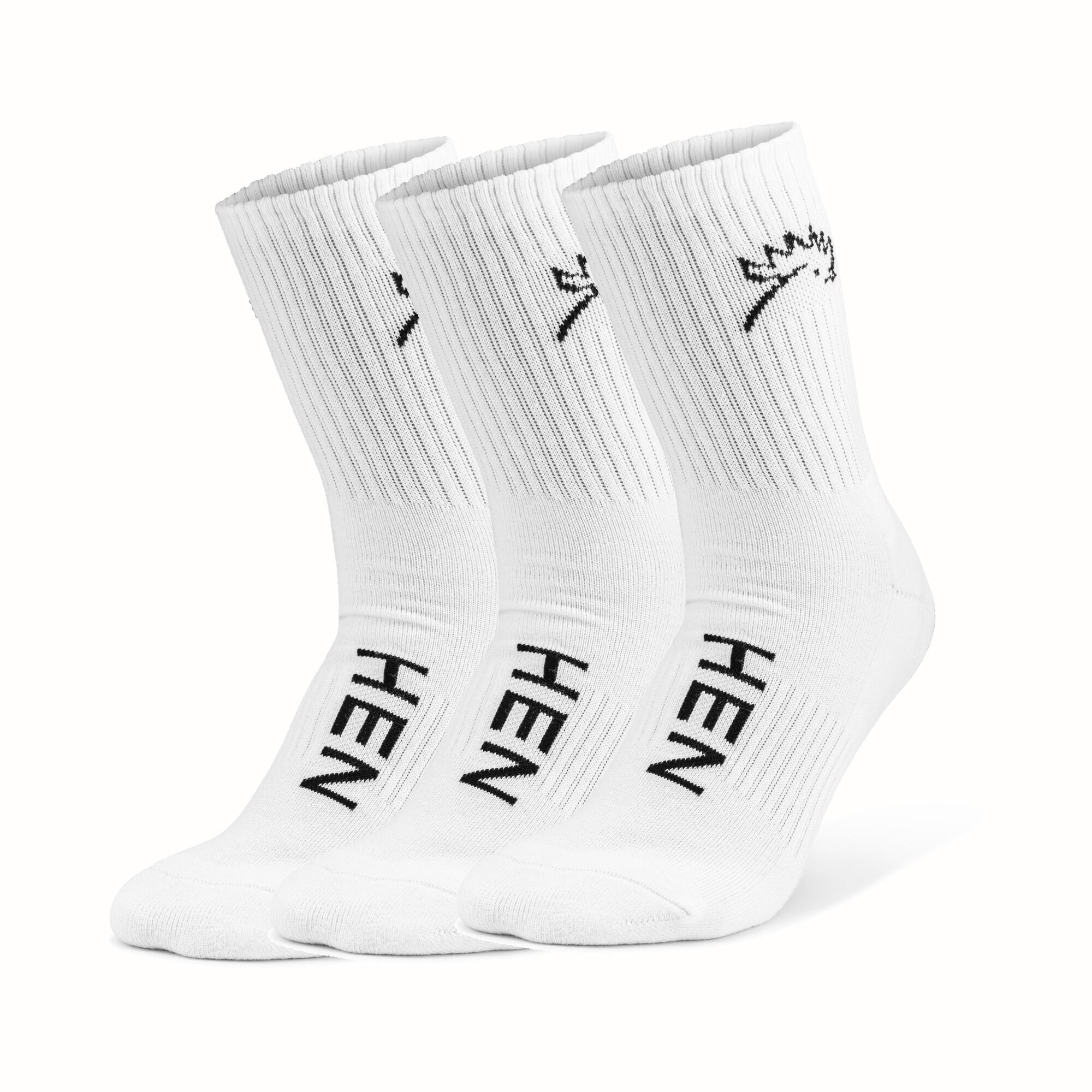 Hen Sportsgear - Haussettes De Sport Mi-hautes - Tous Les Jours - Blanc - 3-pack - Chaussettes De Compression - Blanc|noir - 35/38 - Decathlon
