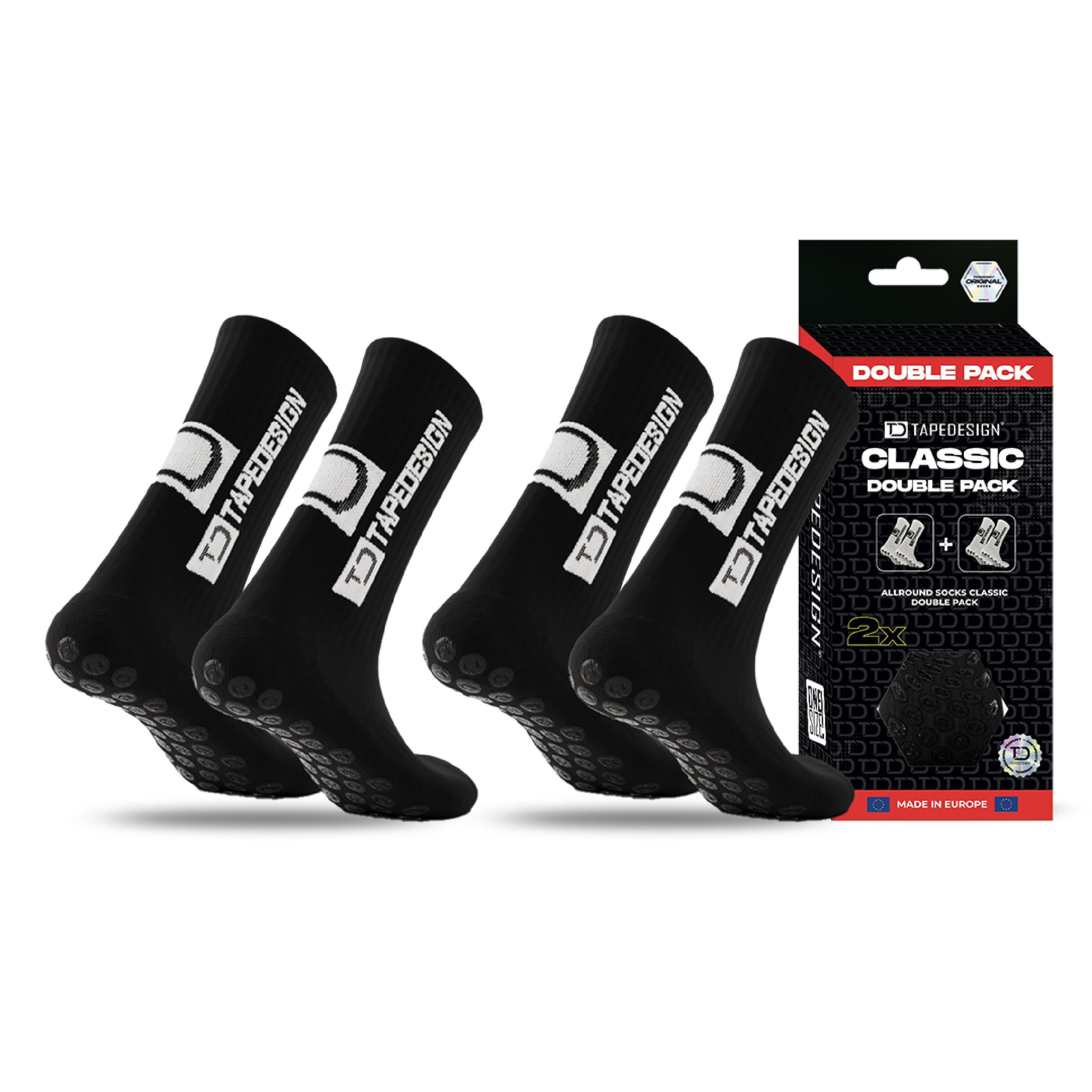 Tapedesign - Chaussettes Antidérapantes Classic – Lot De 2 Noir - Chaussettes - Noir - No Size - Decathlon