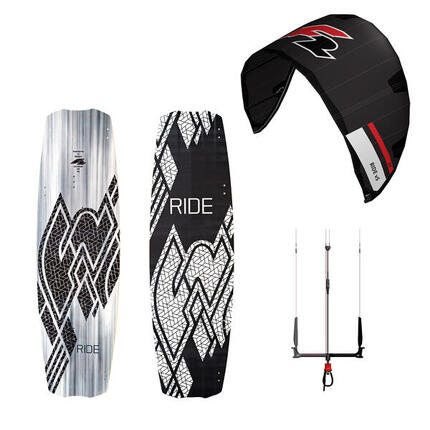 F2 Set Kite Ride V5 7qm + Kiteboard Ride White Icon 141cm + Control Bar 46cm