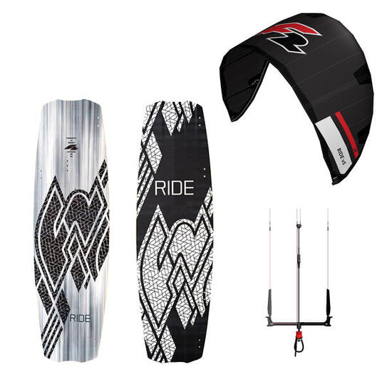 F2 Set Kite Ride V5 7qm + Kiteboard Ride White Icon 141cm + Control Bar 46cm