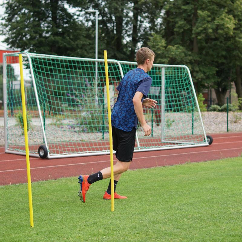 Set 12 bastoane jalon antrenament Sportech, varf metalic, 170 cm husa transport