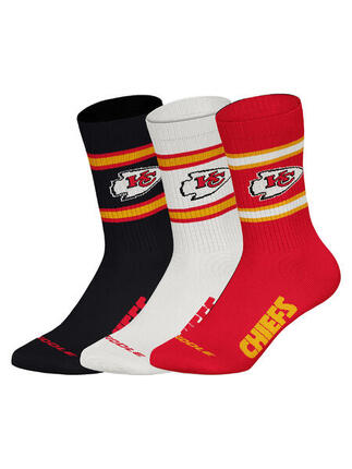 NFL Kansas City Chiefs 3-Pack Soft Cotton Crew Socks | 35/38 Red/White/Black