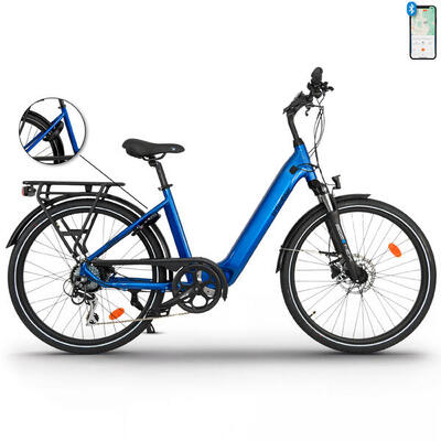 Ub100b | veelzijdige stads-e-bike | actieradius tot 140 km | blauw | 26