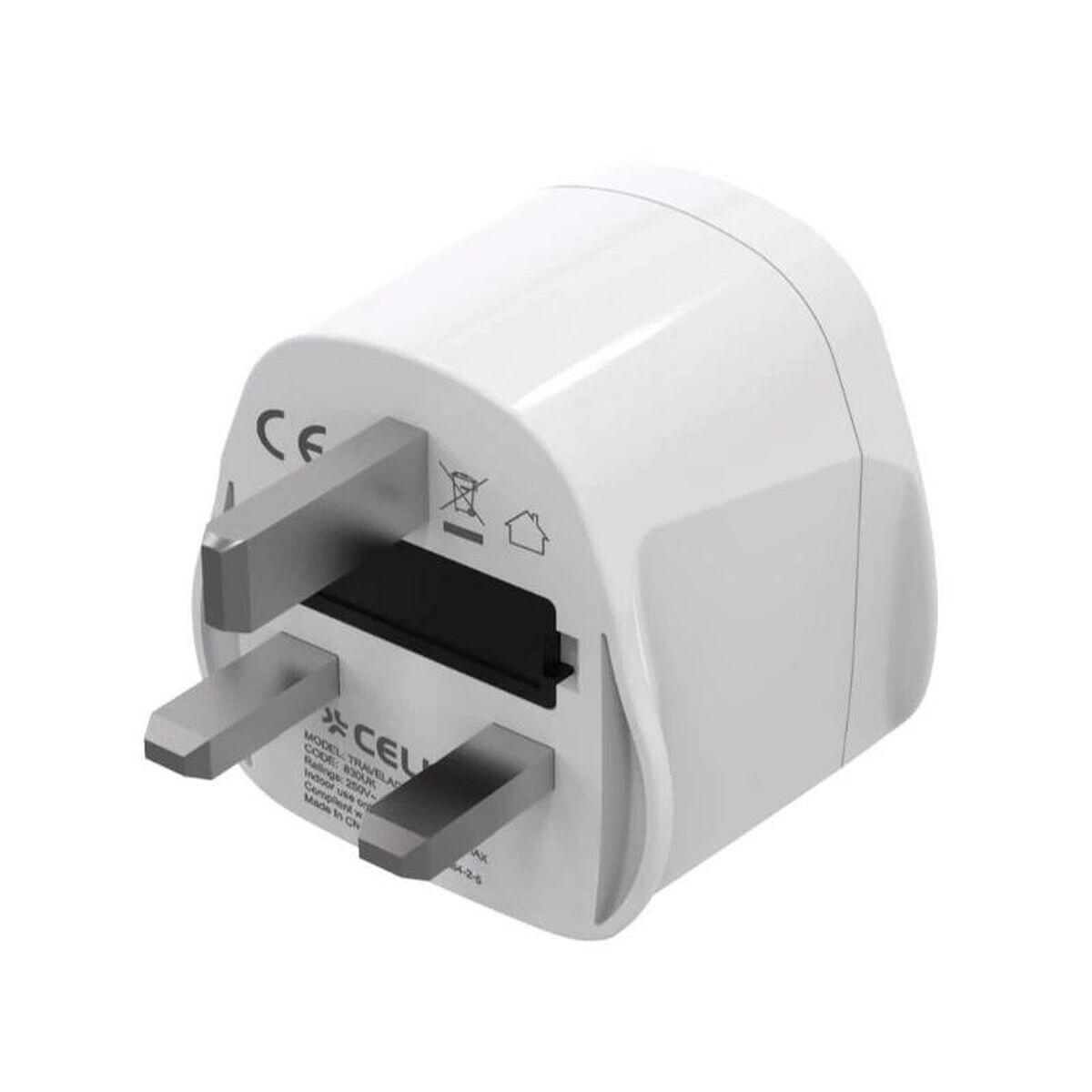 Cargador de Pared CELLY TRAVELADAPTERUK Enchufe EU 2/4