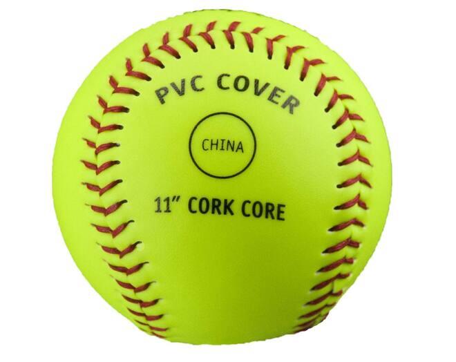 Benson SLPB11Y 11 inch Yellow PVC Cover Softball | Practice Ball 2/2