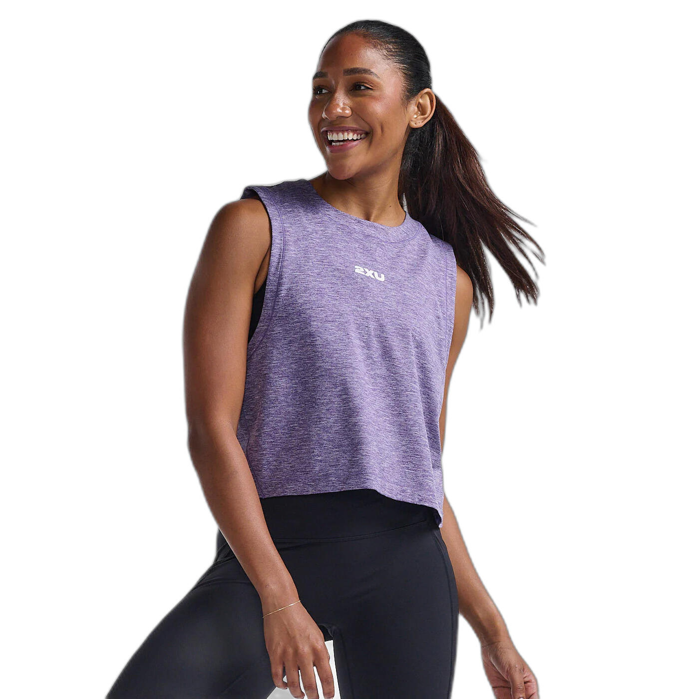 2xu - Débardeur Femme 2xu Motion Crop - Débardeur - Blanc|violet - Decathlon
