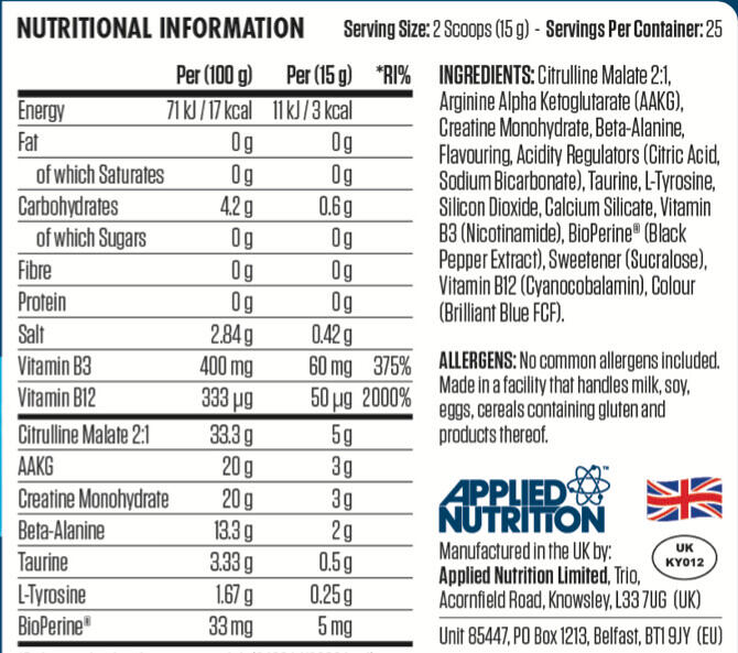 Pre-workout - Pump 3G Zero Stim Pre-Workout - Framboise Bleue Glacée 375g 3/3