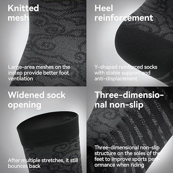 ROCKBROS Chaussettes Cyclisme Respirantes Unisexe Séchage Rapide Vélo Noir S 5/6