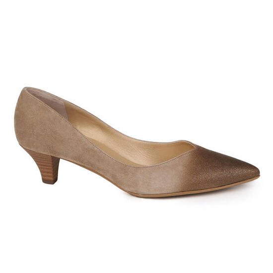 Buty damskie na obcasie Peter Kaiser Digone z naturalnego zamszu, brązowe