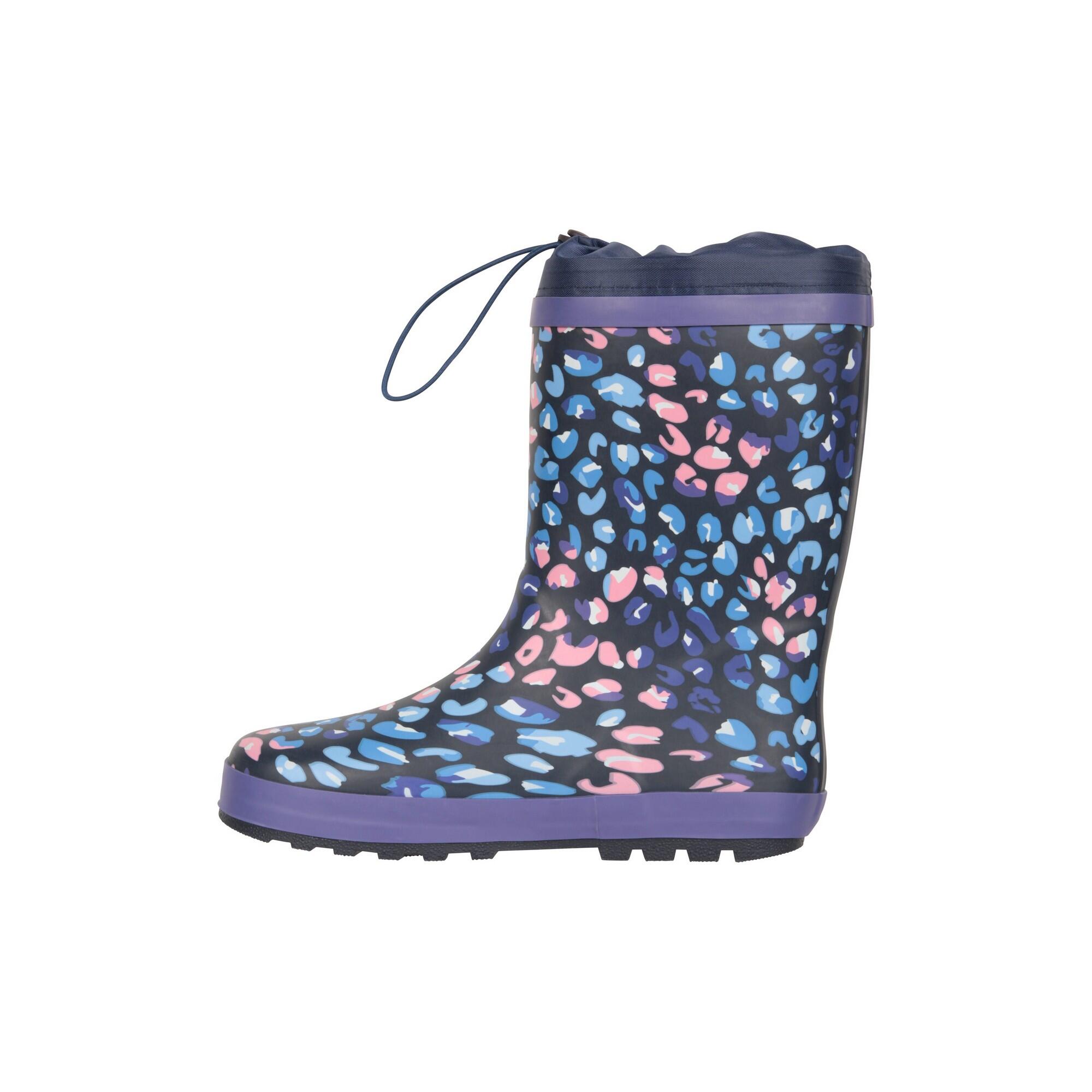 Gummistiefel, LeoMuster Kinder Violett 3/4