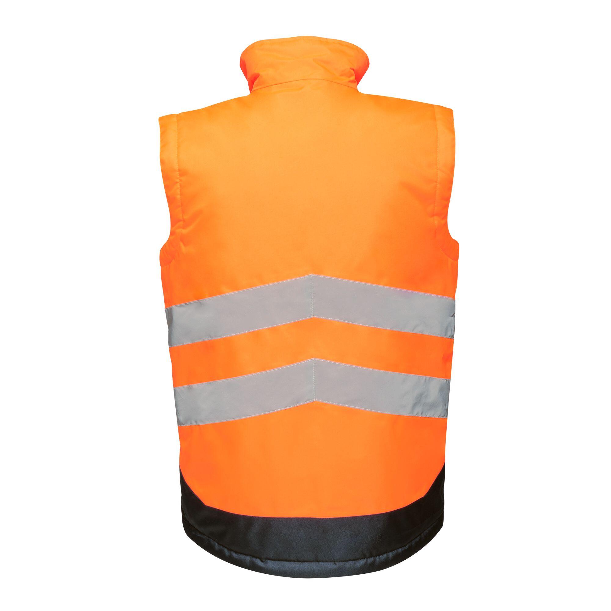 Professional Mens Hi Vis Pro Body Warmer (Orange/Navy) 2/5