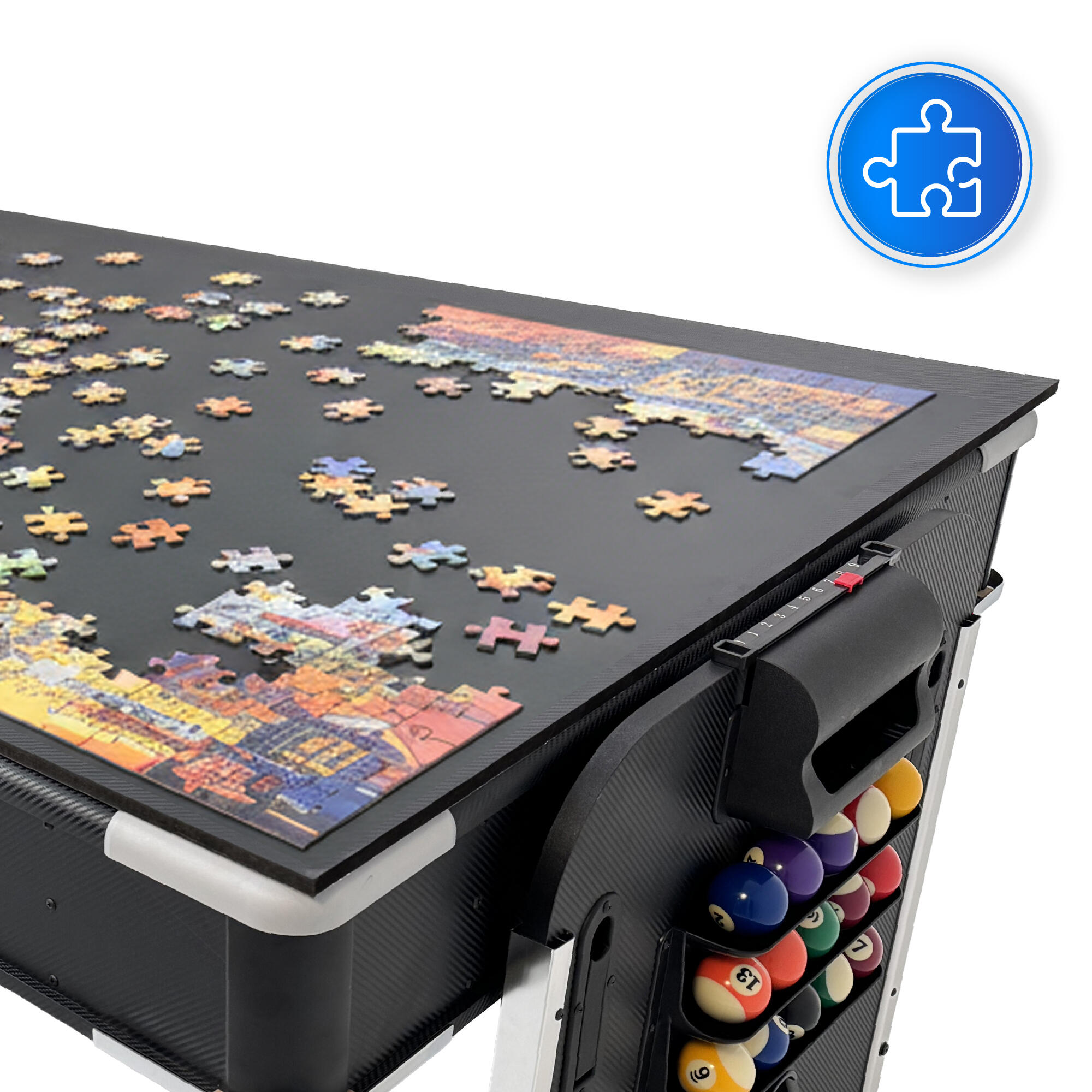 Tavolo 4 in 1 per biliardo, air hockey e tennis da tavolo Thunder CRUSH 7FT 5/7