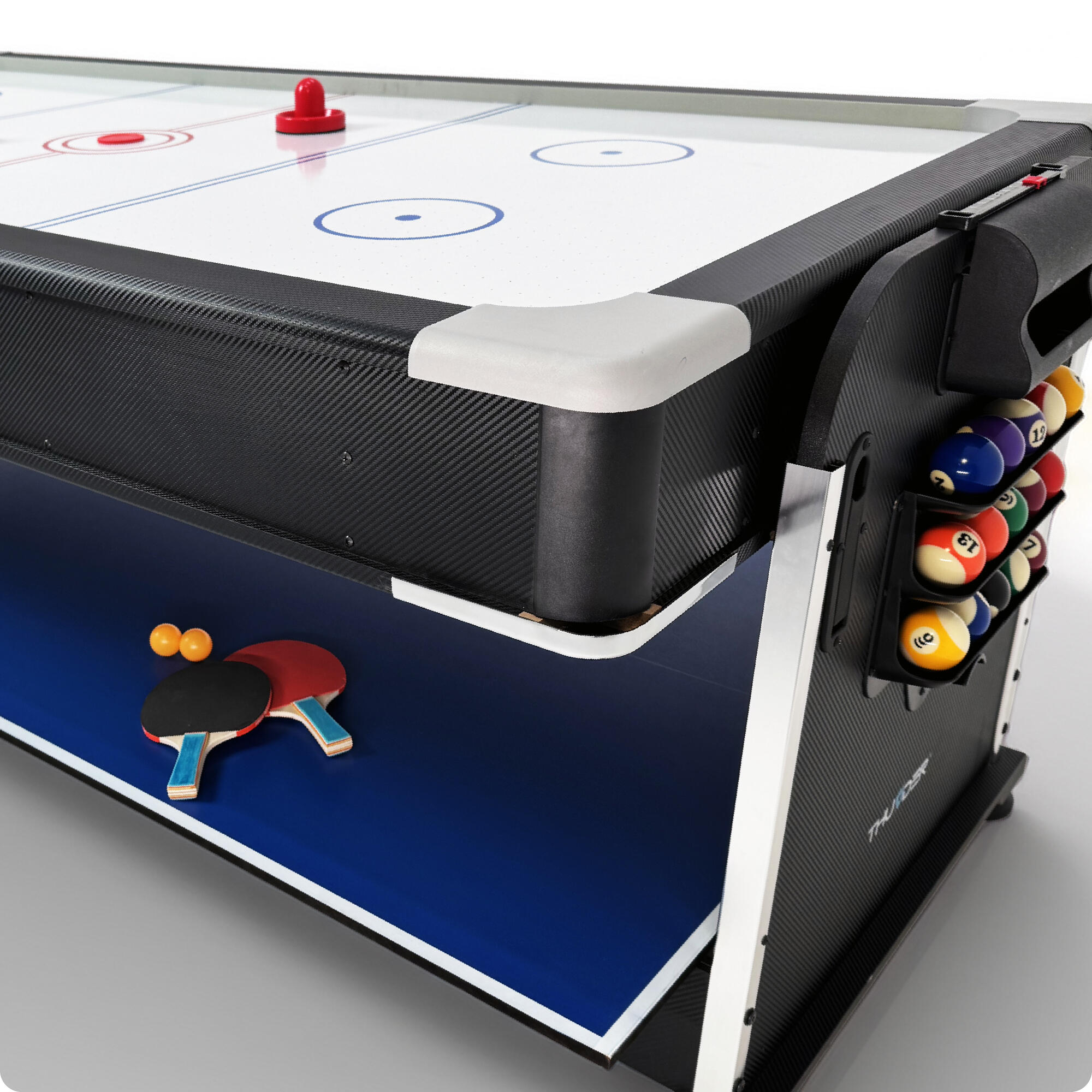 Tavolo 4 in 1 per biliardo, air hockey e tennis da tavolo Thunder CRUSH 7FT 4/7