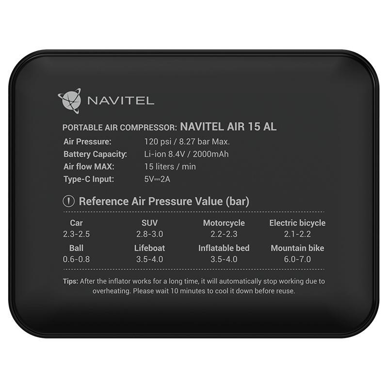 Compresor vehicule electrice NAVITEL 16.8WH AIR15AL (Negru) 3/6