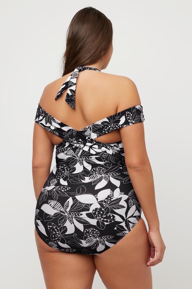 Damski Kostium kąpielowy kwiaty usztywniane miseczki wycięcie