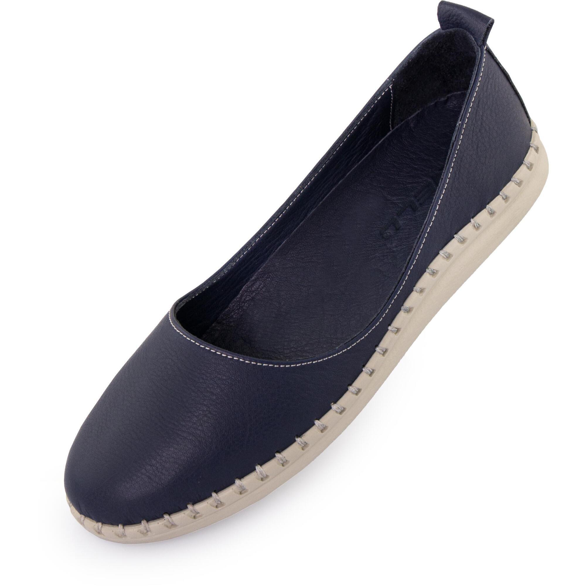 Baleriny damskie NELL Aurora skórzane — granatowe, 39