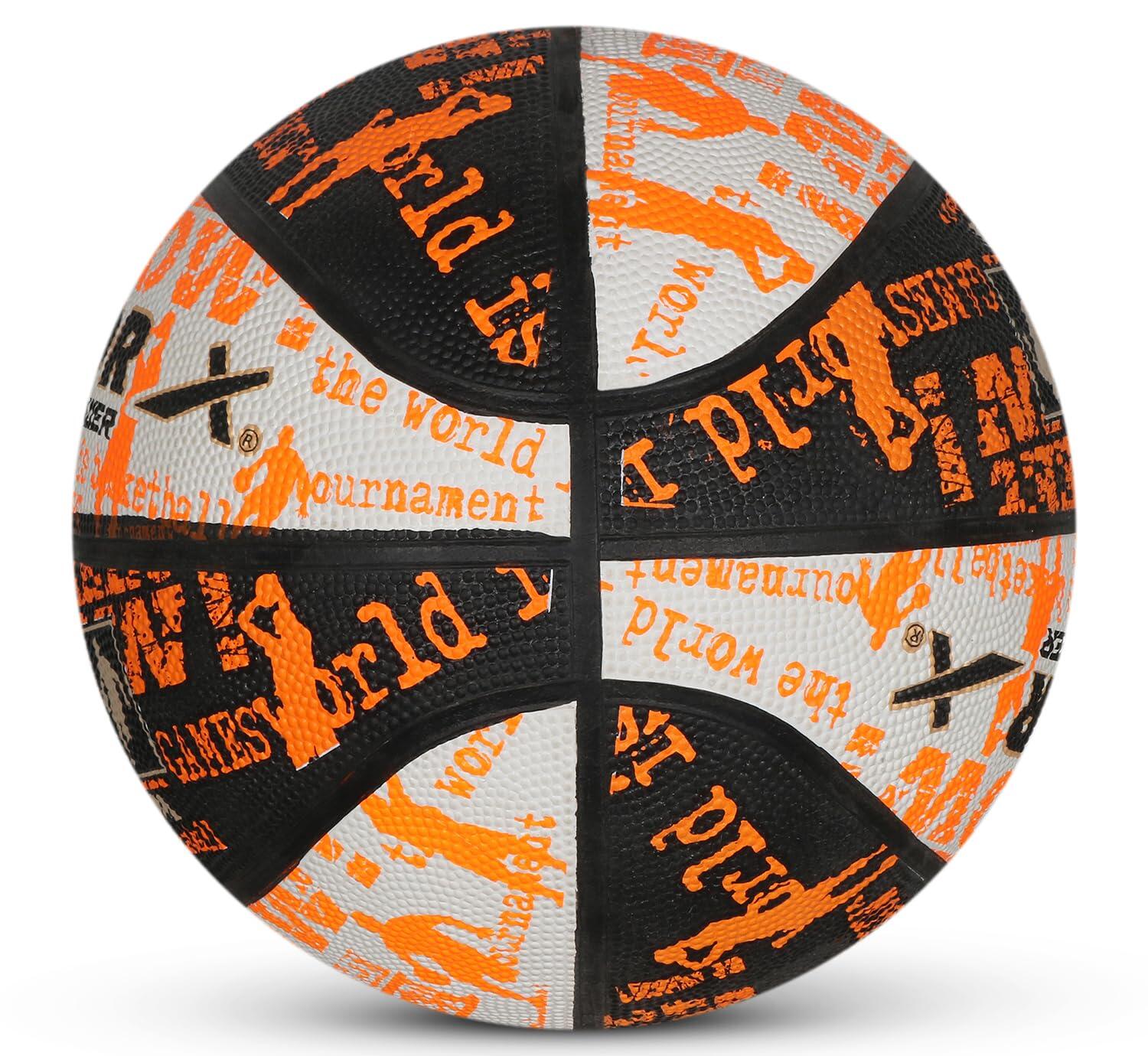 Vector X Power Basketball Schwarz/Weiß/Orange – Größe 3, Wasserfest & Langlebig 6/7