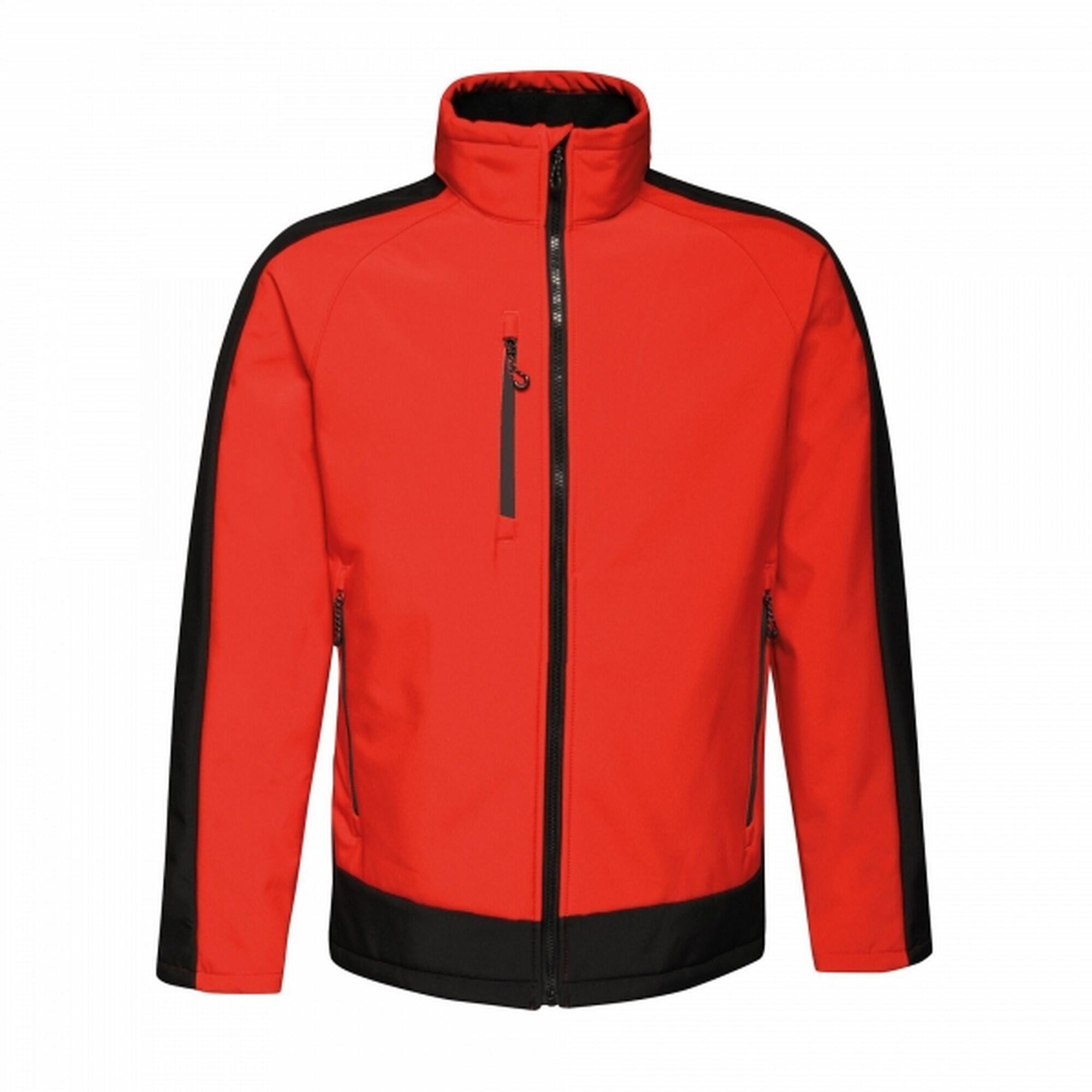 Mens Contrast 3 Layer Softshell Full Zip Jacket (Orient Red/Jet Black) 1/5