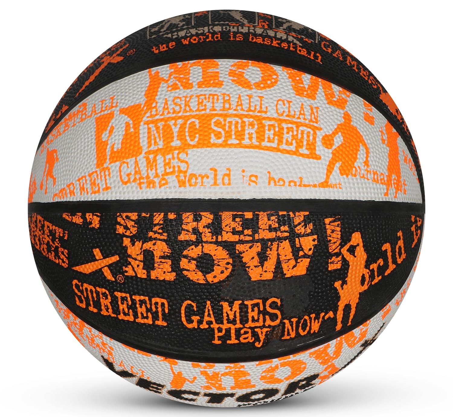 Vector X Power Basketball Schwarz/Weiß/Orange – Größe 3, Wasserfest & Langlebig 7/7