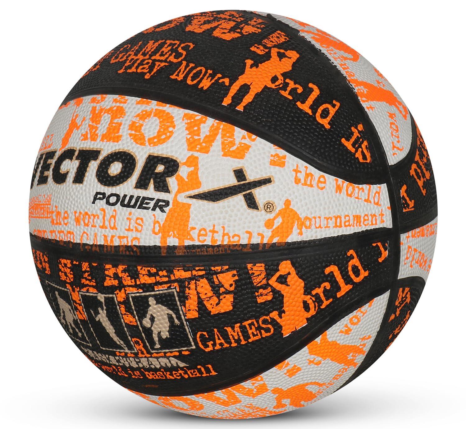 Vector X Power Basketball Schwarz/Weiß/Orange – Größe 3, Wasserfest & Langlebig 5/7