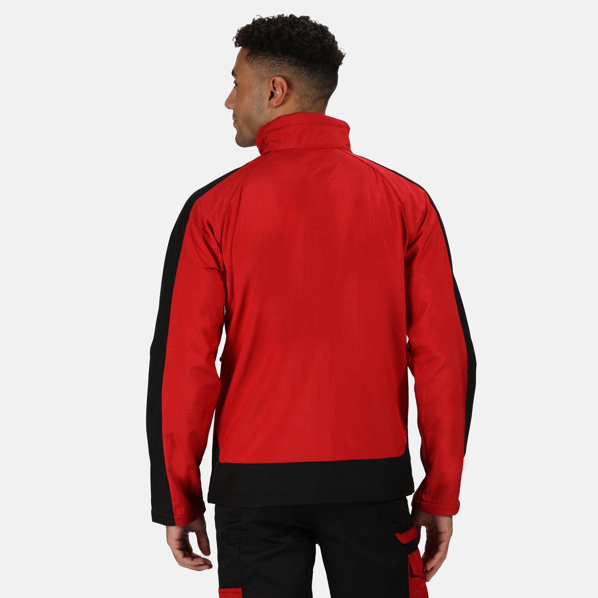 Mens Contrast 3 Layer Softshell Full Zip Jacket (Orient Red/Jet Black) 4/5