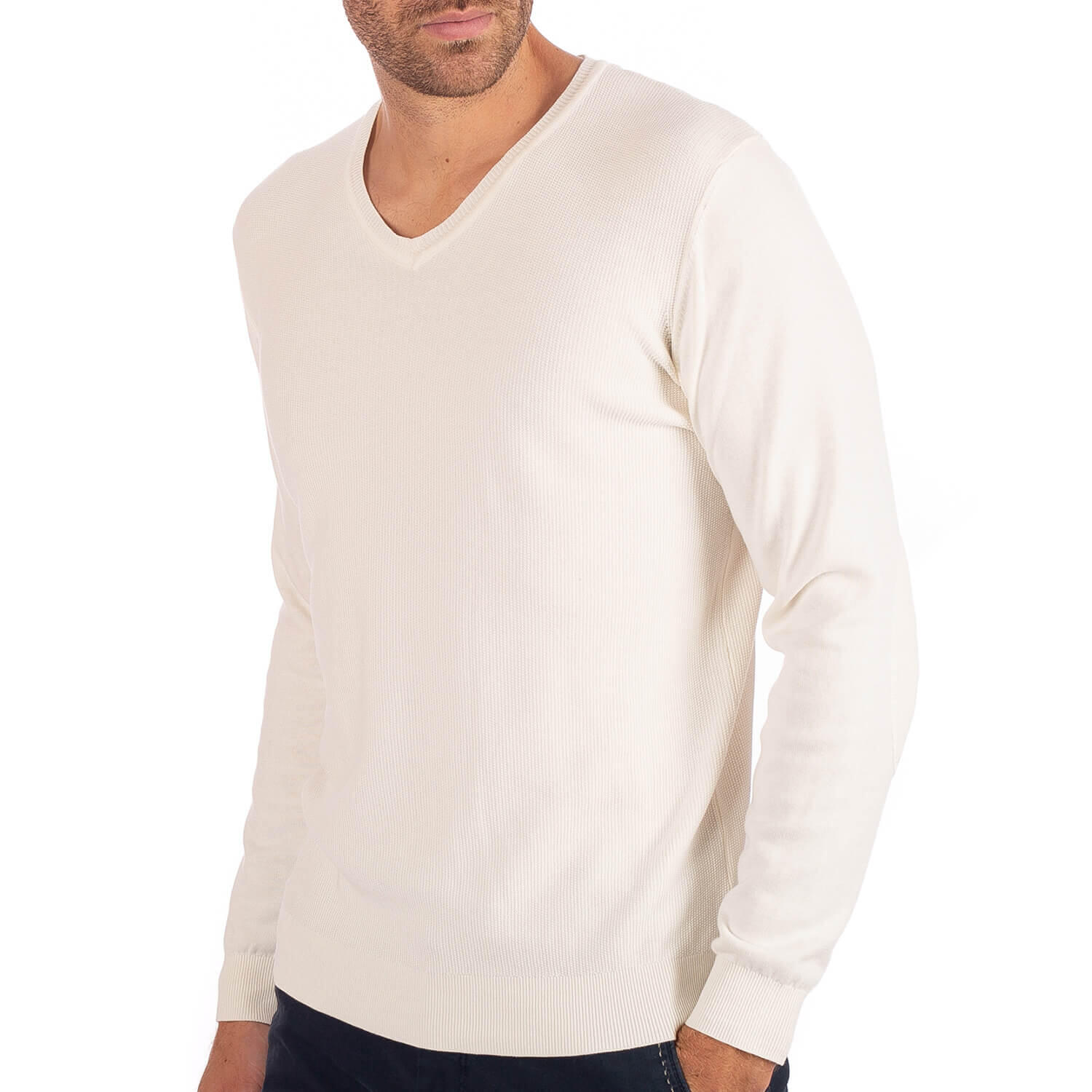 Pull col V nid d'abeille homme 5/5