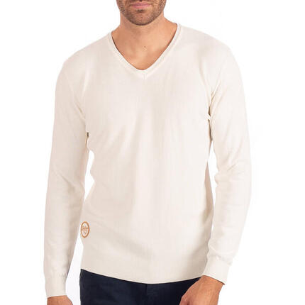 Pull col V nid d'abeille homme