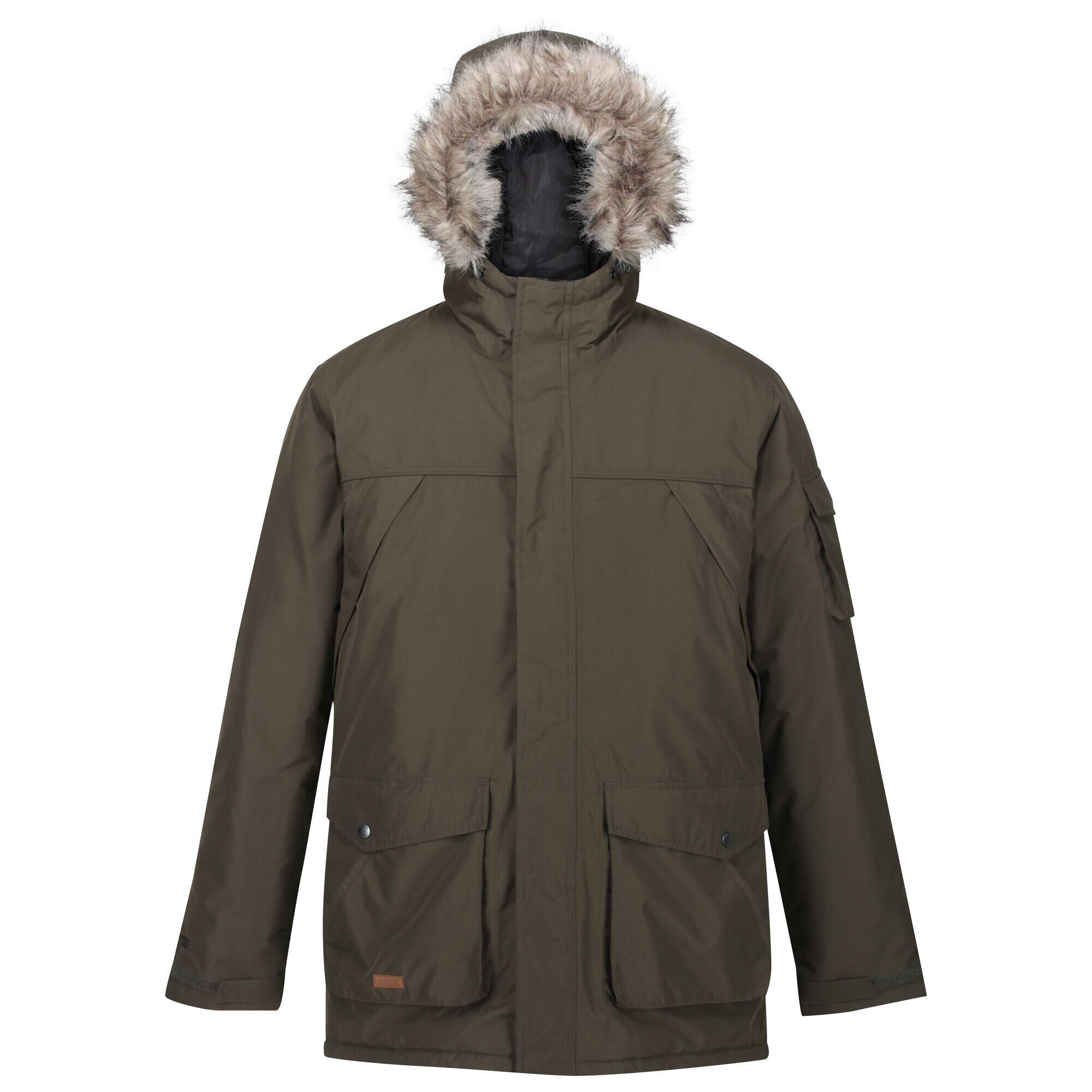 REGATTA Mens Salinger II Faux Fur Insulated Parka (Dark Khaki)