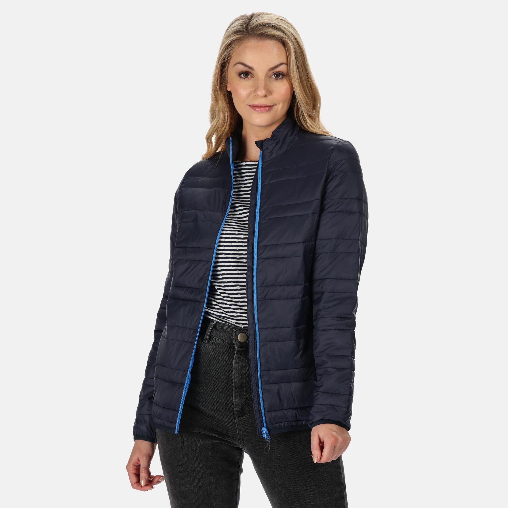 Womens/Ladies Firedown Baffled Quilted Jacket (Navy/French Blue) 3/4