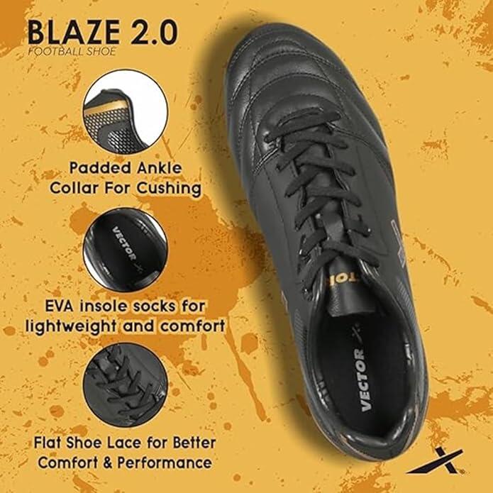 Vector X Blaze-2.0 Fußballschuhe Schwarz/Gold – Größe 4 UK / 38 EU 4/6