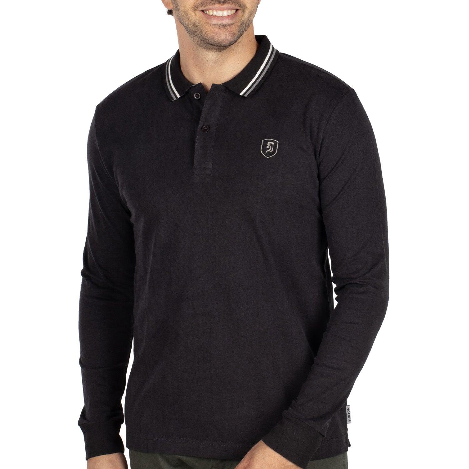 Shilton - Polo Basic Uni Homme - Polo Manches Longues - Noir - Decathlon