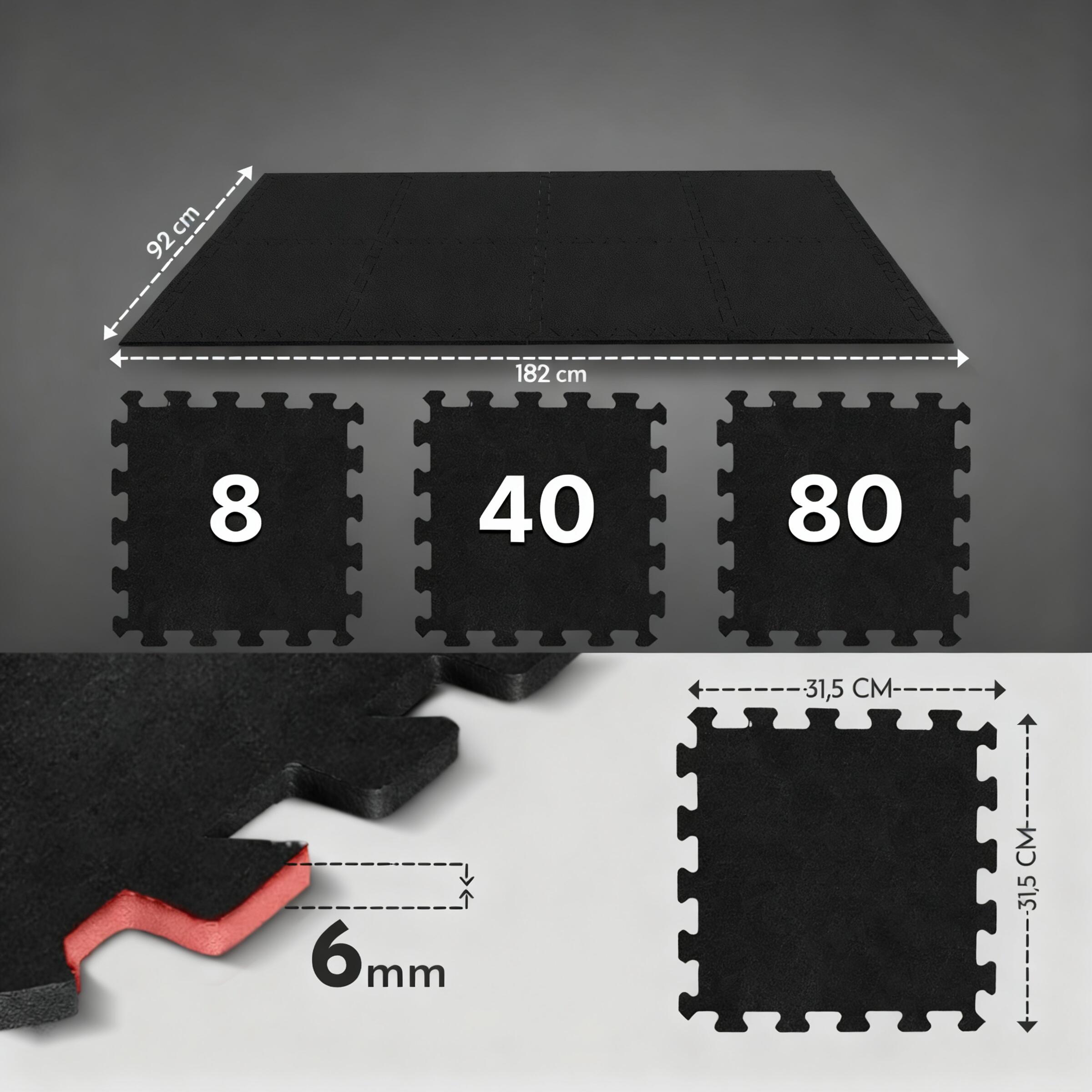 Bodenschutzmatte Fitness – Vollgummi-Bodenmatte – 8er-Set Puzzlematten 2/7