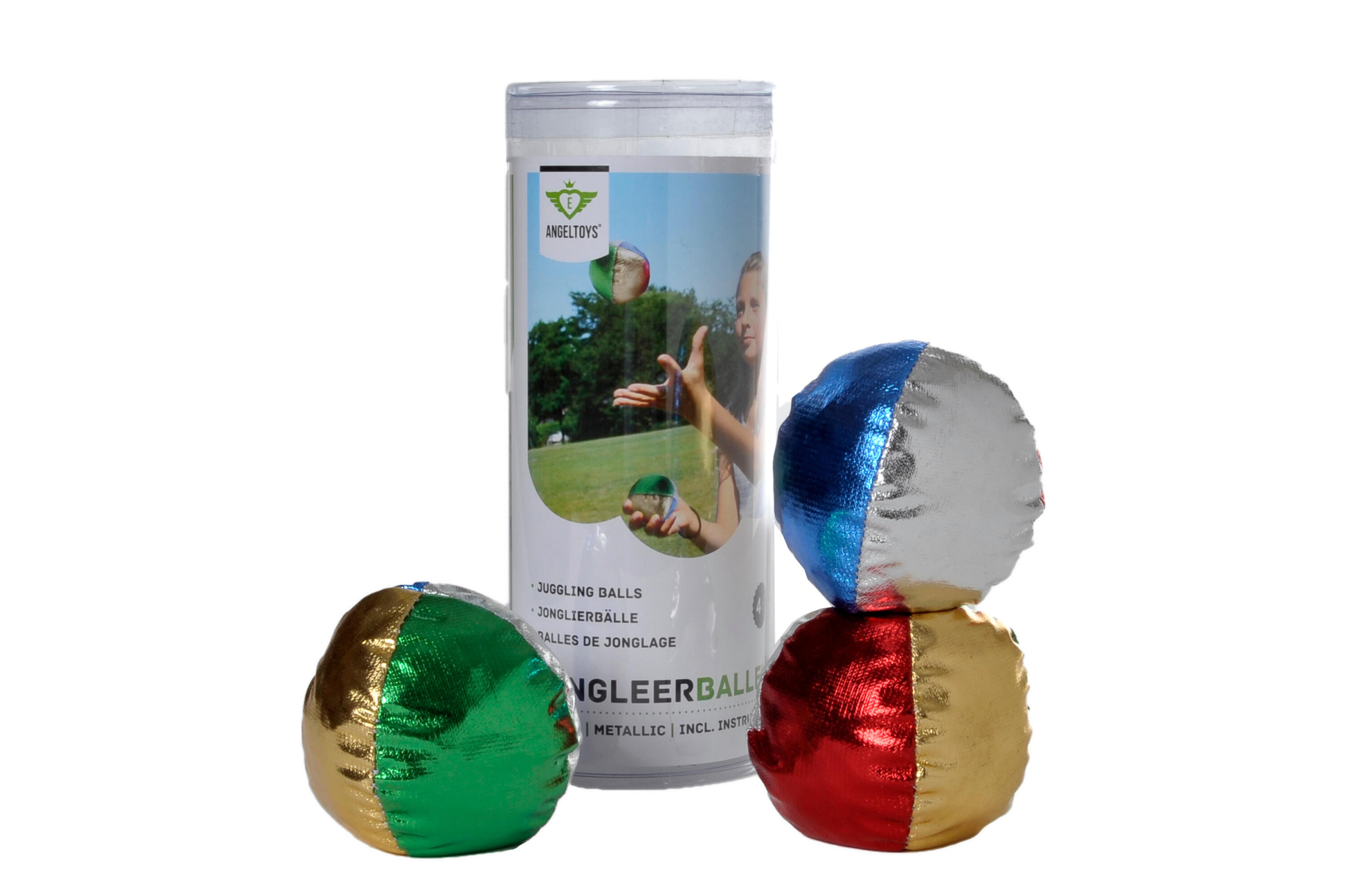 Bolas de malabarismo com efeito metálico (2,5″) em tubo 1/4