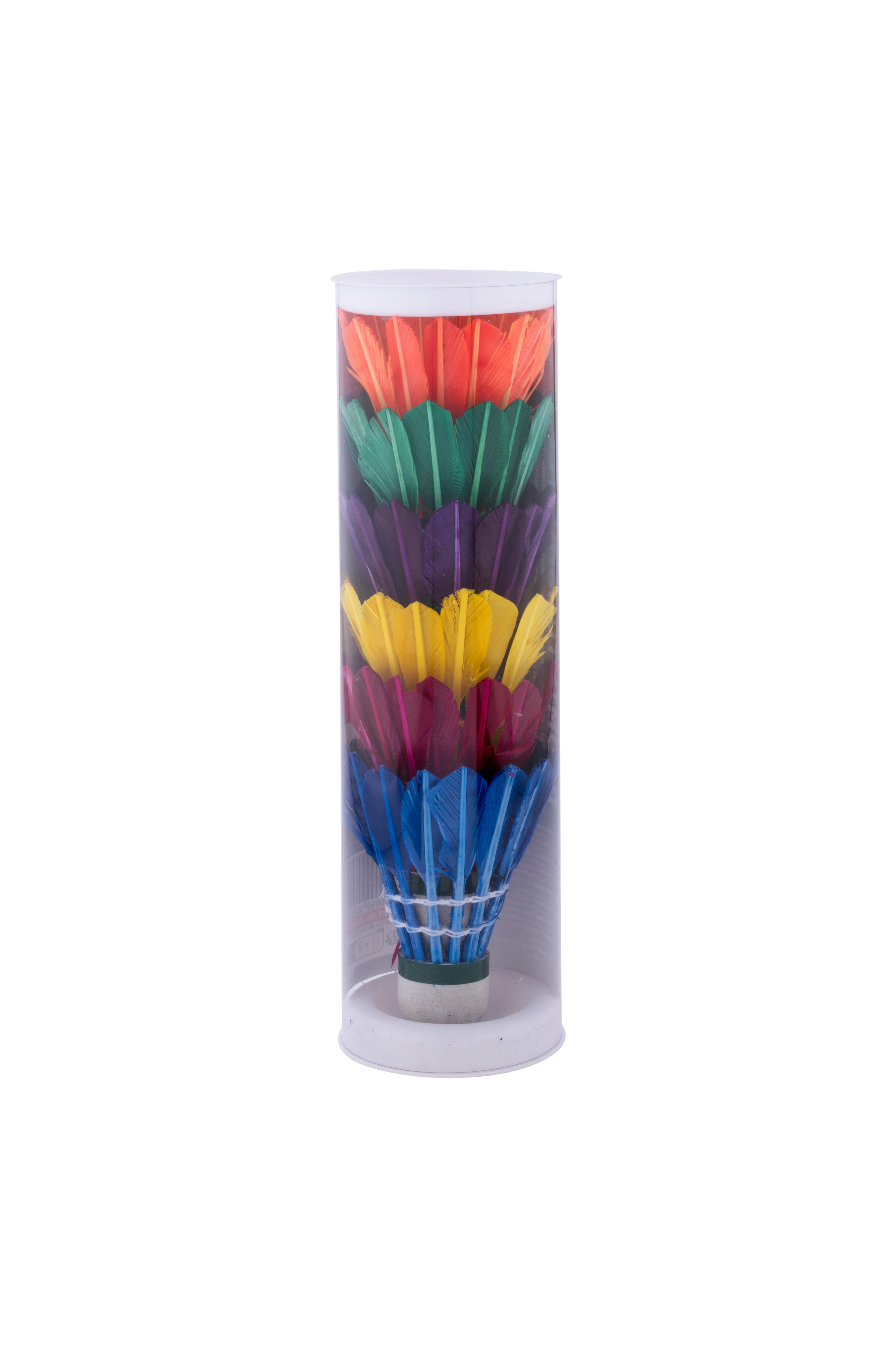 Tubo con 6 volantes de pluma en colores surtidos, recreativos. 2/3