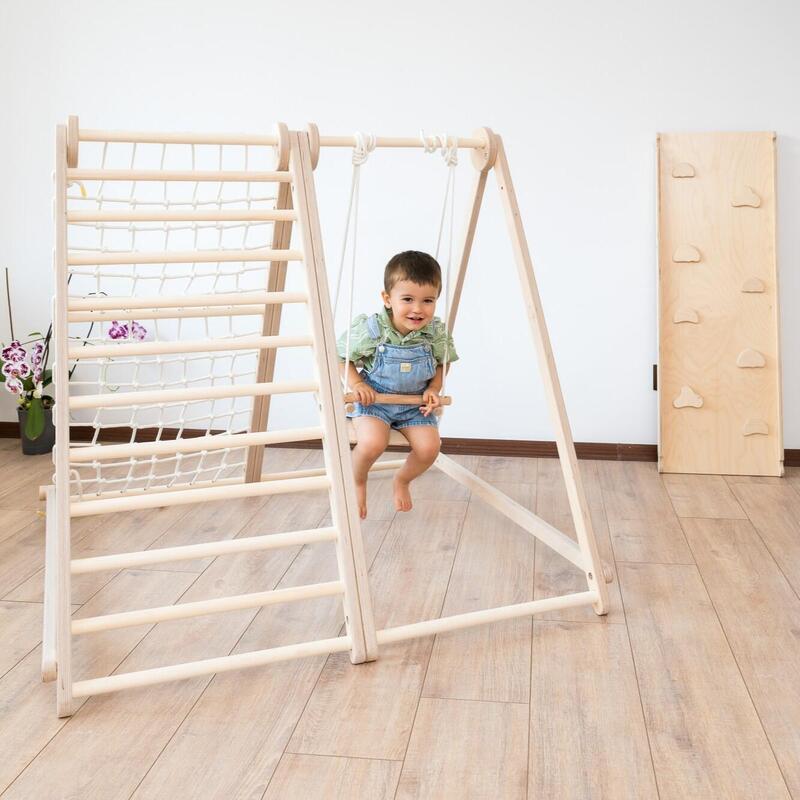 Cataratoare pliabila din lemn pentru interior-Triunghi Montessori pentru copii