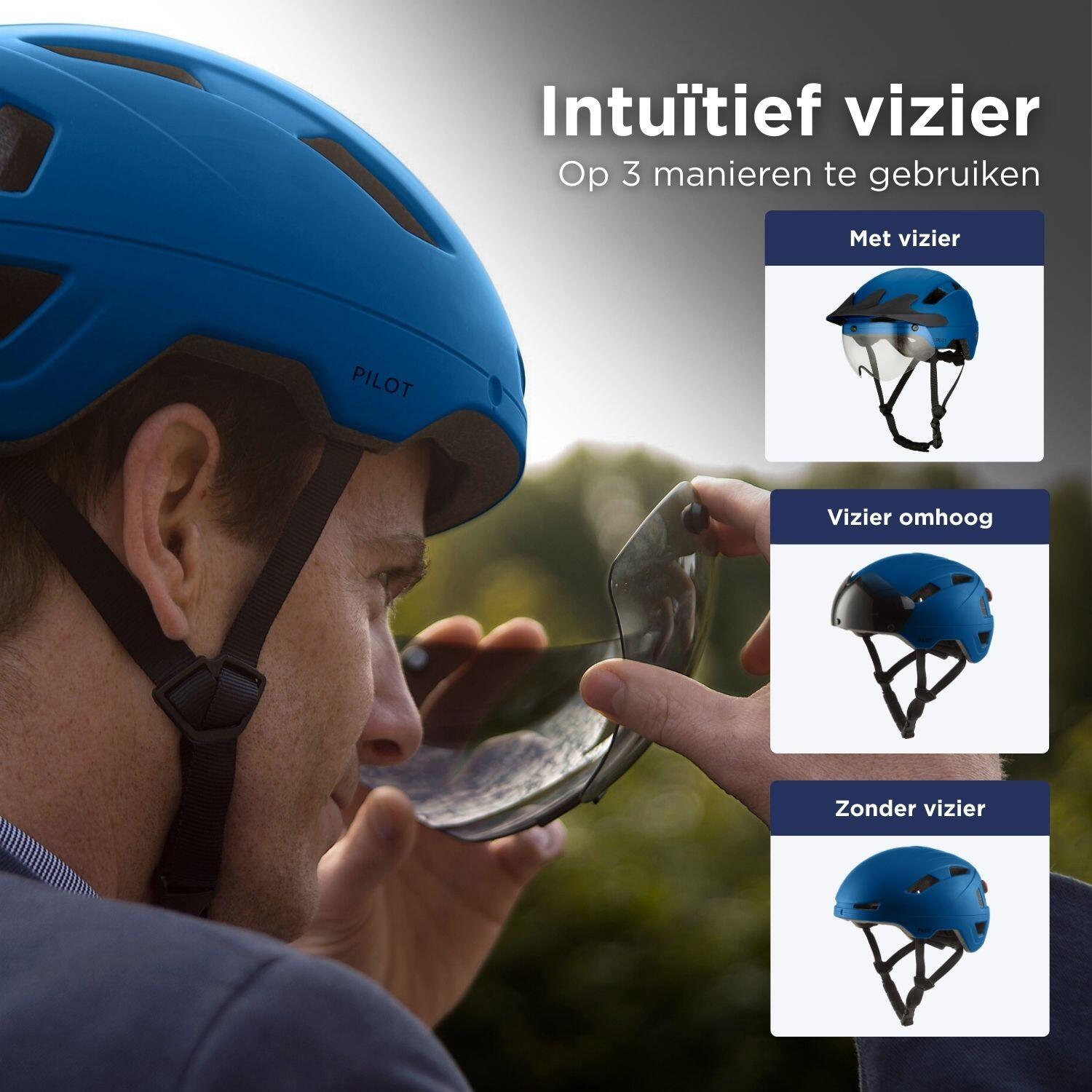 Casque vélo GO-OFF PILOT avec couvre-pluie (bleu M) 3/7