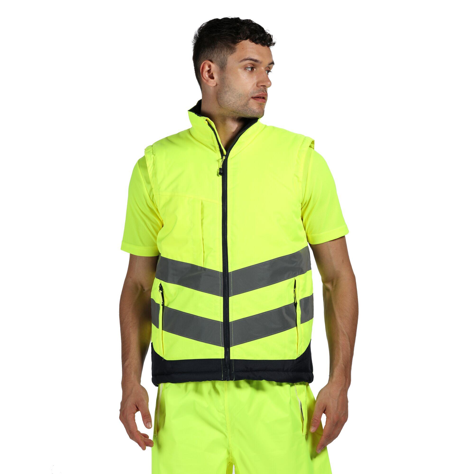 Professional Mens Hi Vis Pro Body Warmer (Yellow/Navy) 3/5