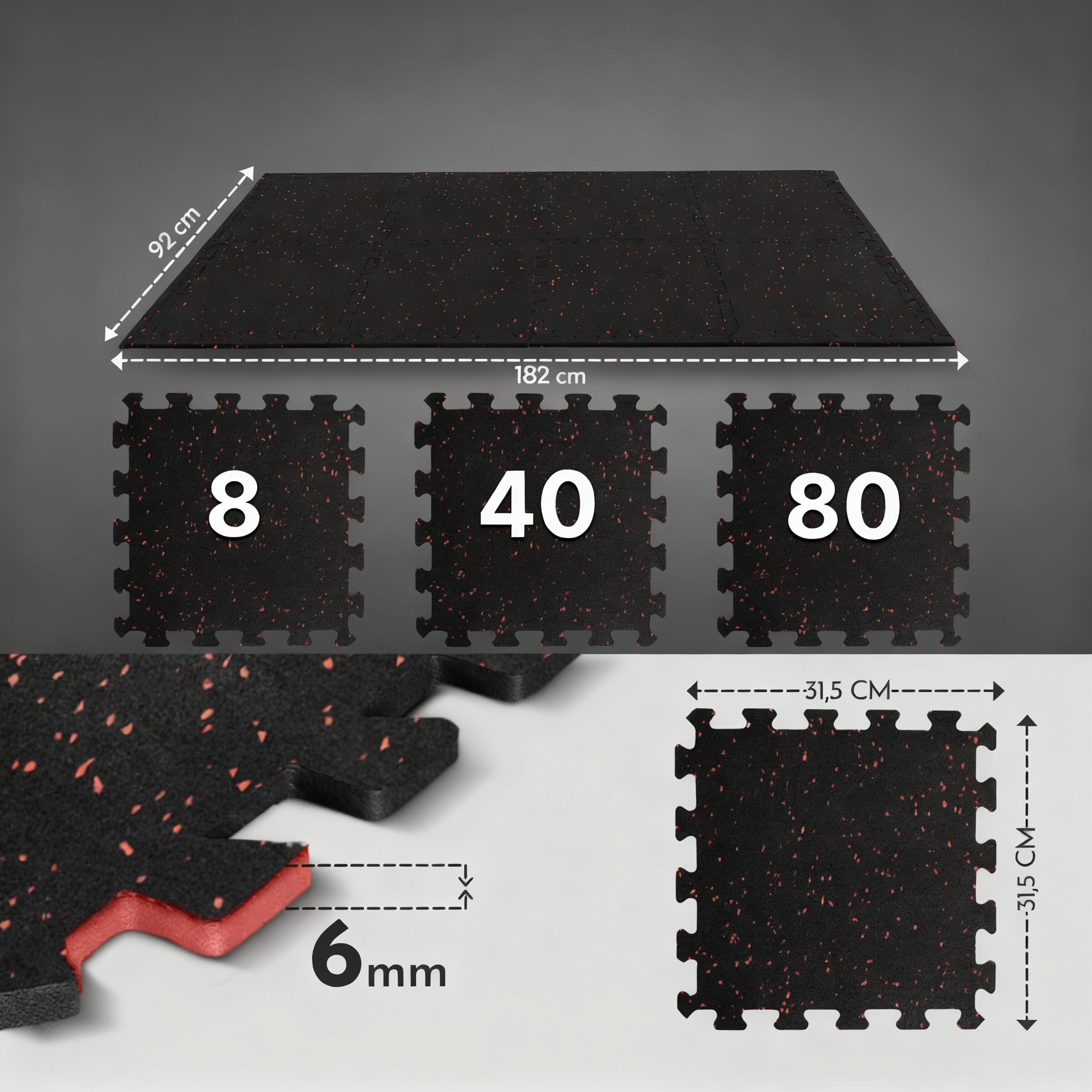 NEOLYMP Podložka na fitness – silná gumová rohož – puzzle sada s 80 díly