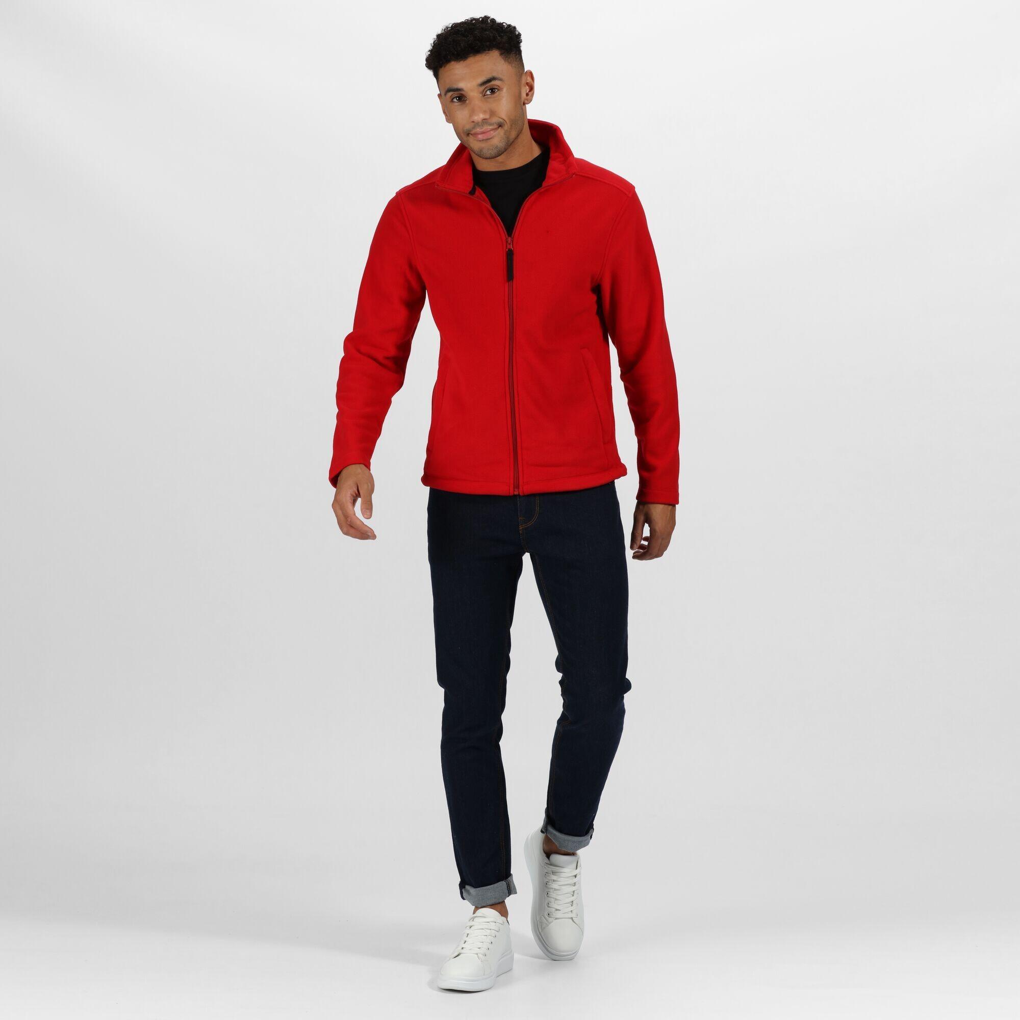 Mens Plain Micro Fleece Full Zip Jacket (Layer Lite) (Classic Red) 4/5