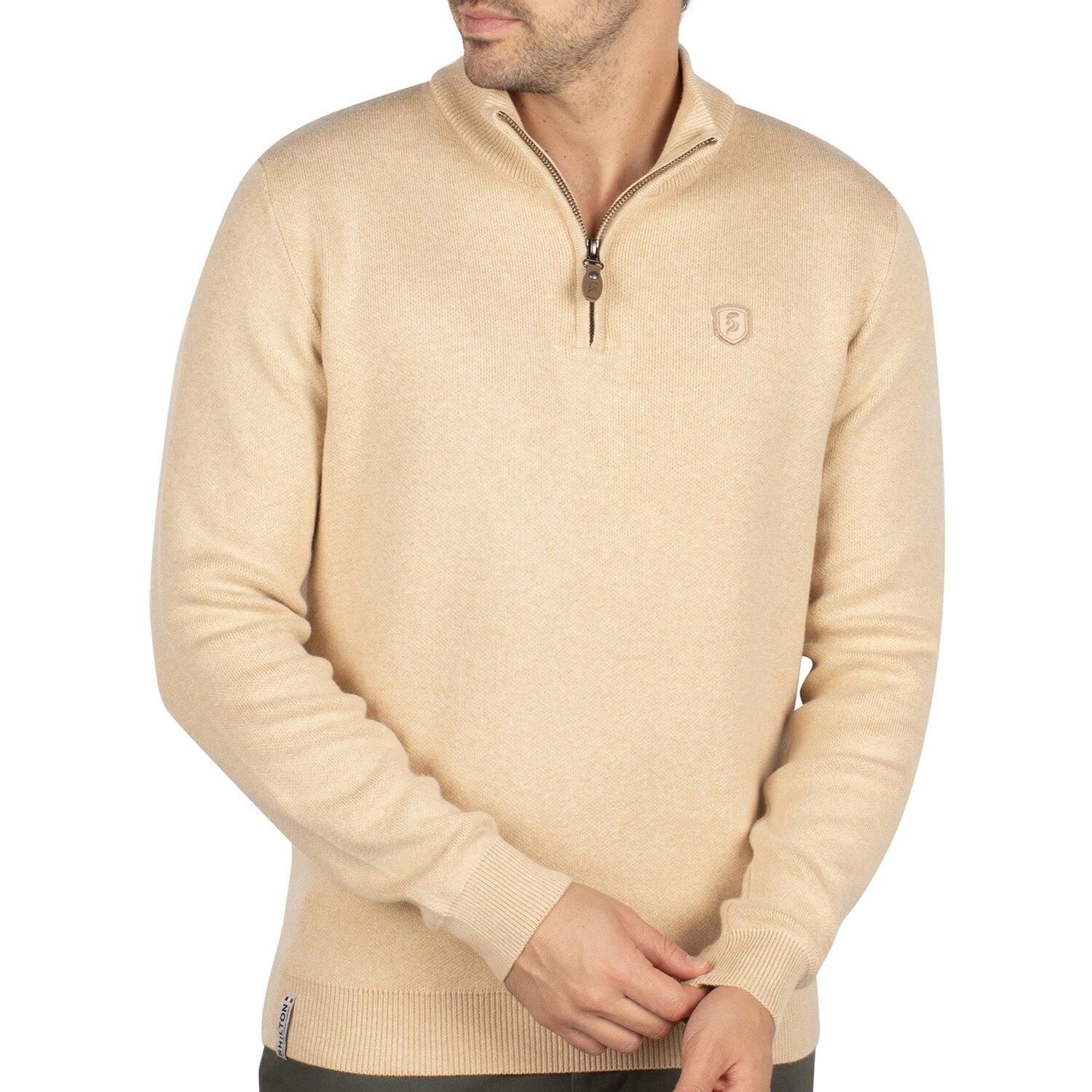 Shilton - Pull Camionneur Uni Homme - Polo Manches Longues - Beige - Decathlon