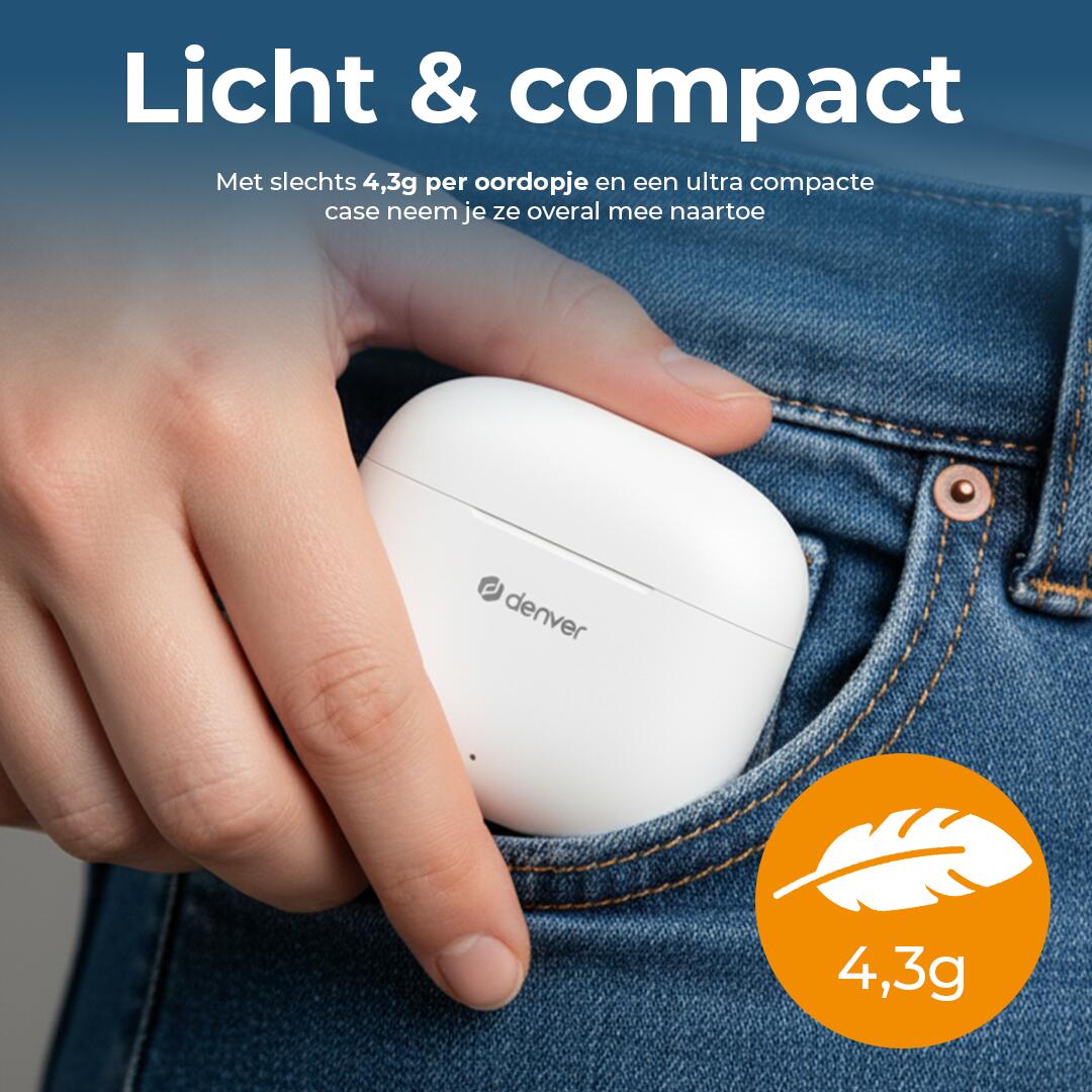 Bluetooth-Kopfhörer Denver Electronics TWE-48W Weiß 5/7