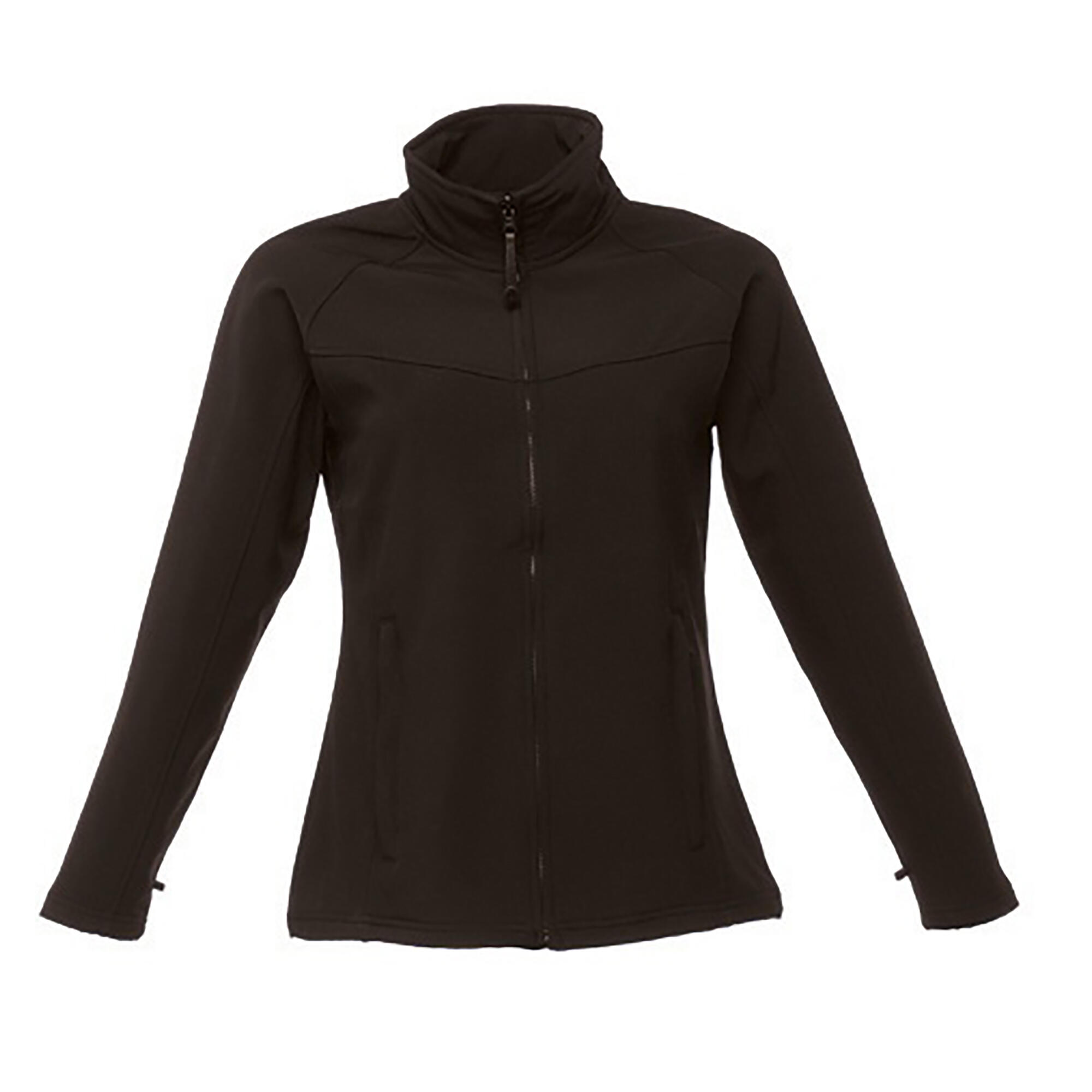 Ladies Uproar Softshell Wind Resistant Jacket (All Black) 1/2