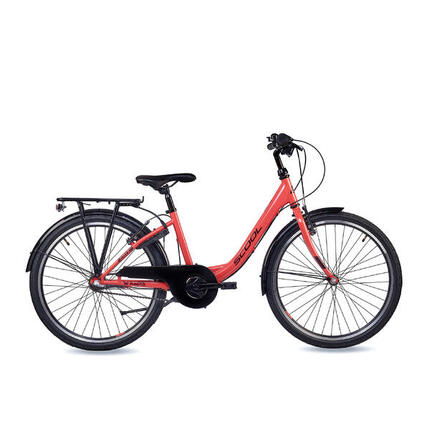 chiX, 24 Zoll Kinderfahrrad, 3-Gang, Koralle/Dunkelrot, 130–145 cm