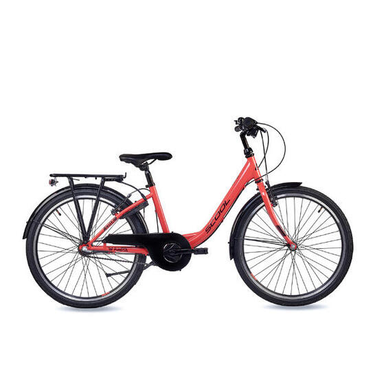 chiX, 24 Zoll Kinderfahrrad, 3-Gang, Koralle/Dunkelrot, 130–145 cm