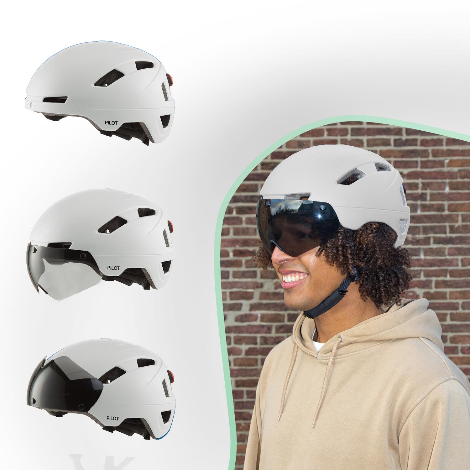 Casque vélo GO-OFF PILOT avec visière certifiée NTA – Blanc, L 5/7
