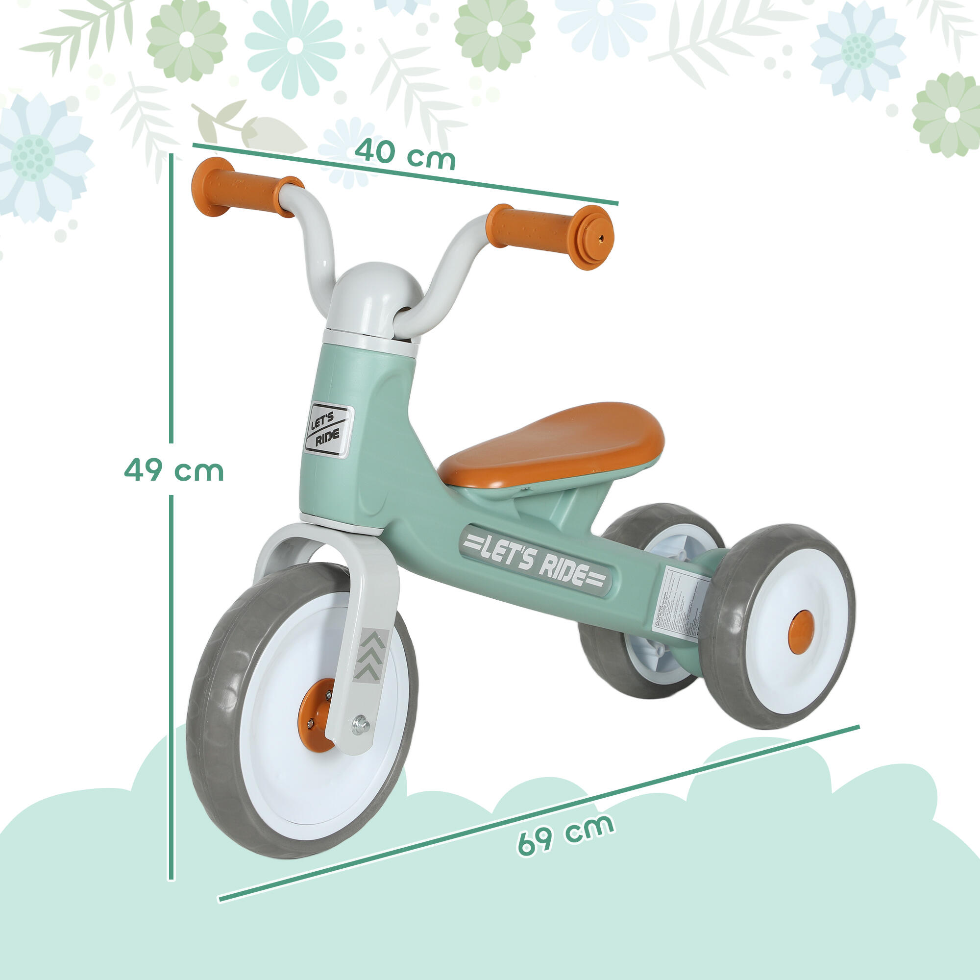 Bicicleta de equilíbrio 69x40x49 cm verde AIYAPLAY 3/5